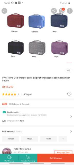 Tas Travel Kabel Usb Charger Organizer Tas Messenger Import
