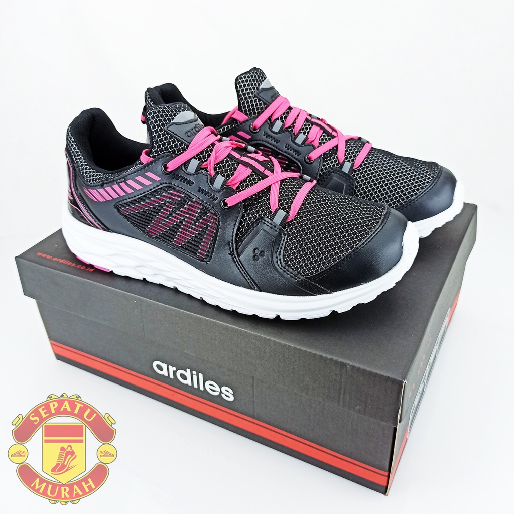 Ardiles Men Riffle Speed Sepatu Lari - Hitam/Merah Fushia