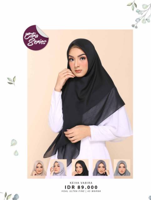kerudung polos elzatta - segi empat - keiva vabira
