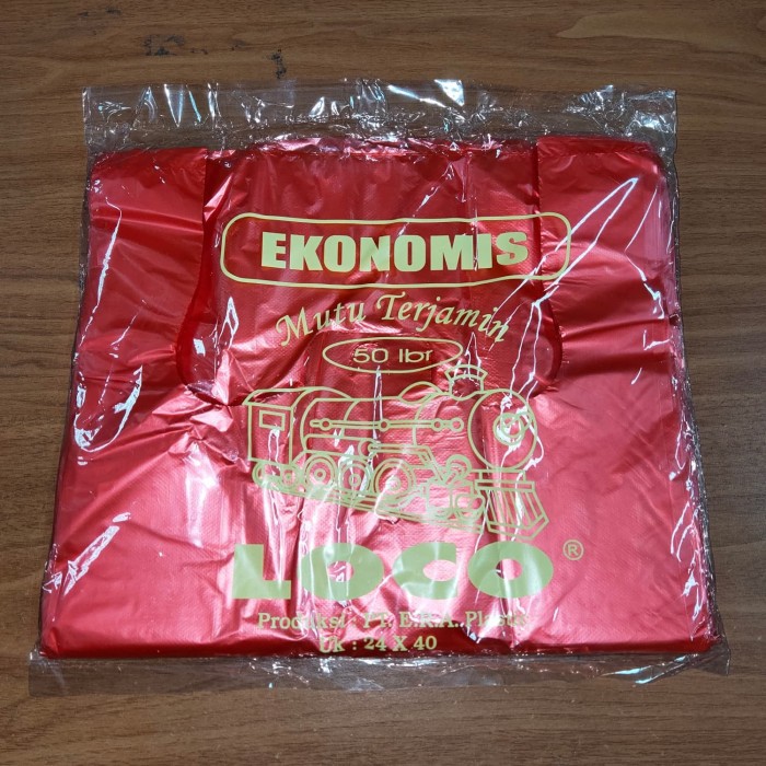 Kantong Plastik HDPE Ukuran 24 Merah Isi 50 Lembar