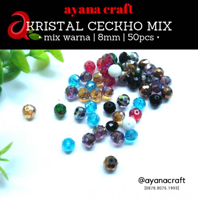 Kristal ceckho 8mm mix warna Ceko Bakpaw