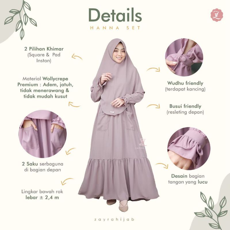 READYSTOCK HANNA SET DRESS ORIGINAL BY ZAYRAHIJAB ( Gamis set polos bahan wollycrepe )