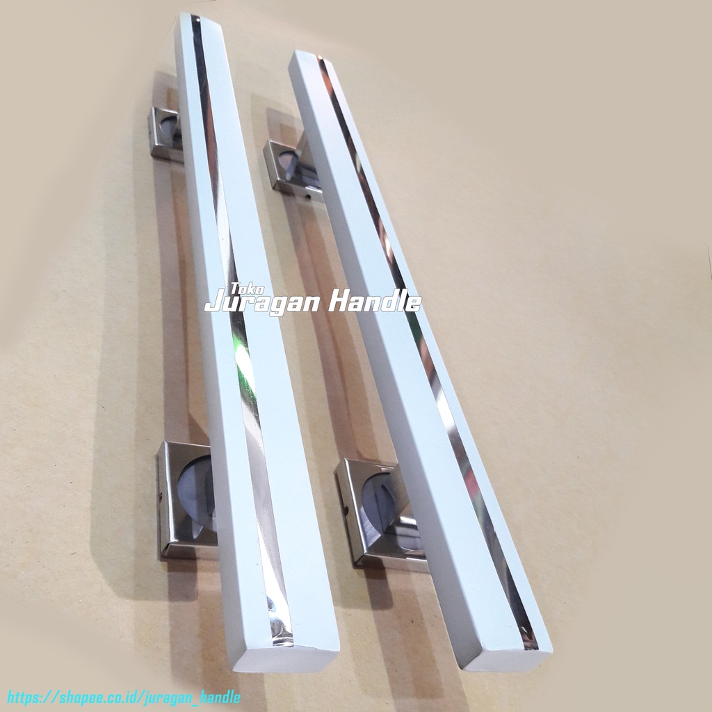 handle pintu rumah 45 cm 60 cm model stella putih pegangan pintu stainless gagang pintu kuputarung handle pintu kayu jati murah awet berkualitas