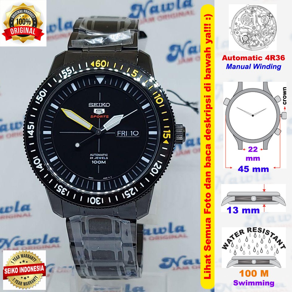 Seiko 5 Sports SRP569K1 Automatic Black IP St. Steel | Jam Pria SRP569