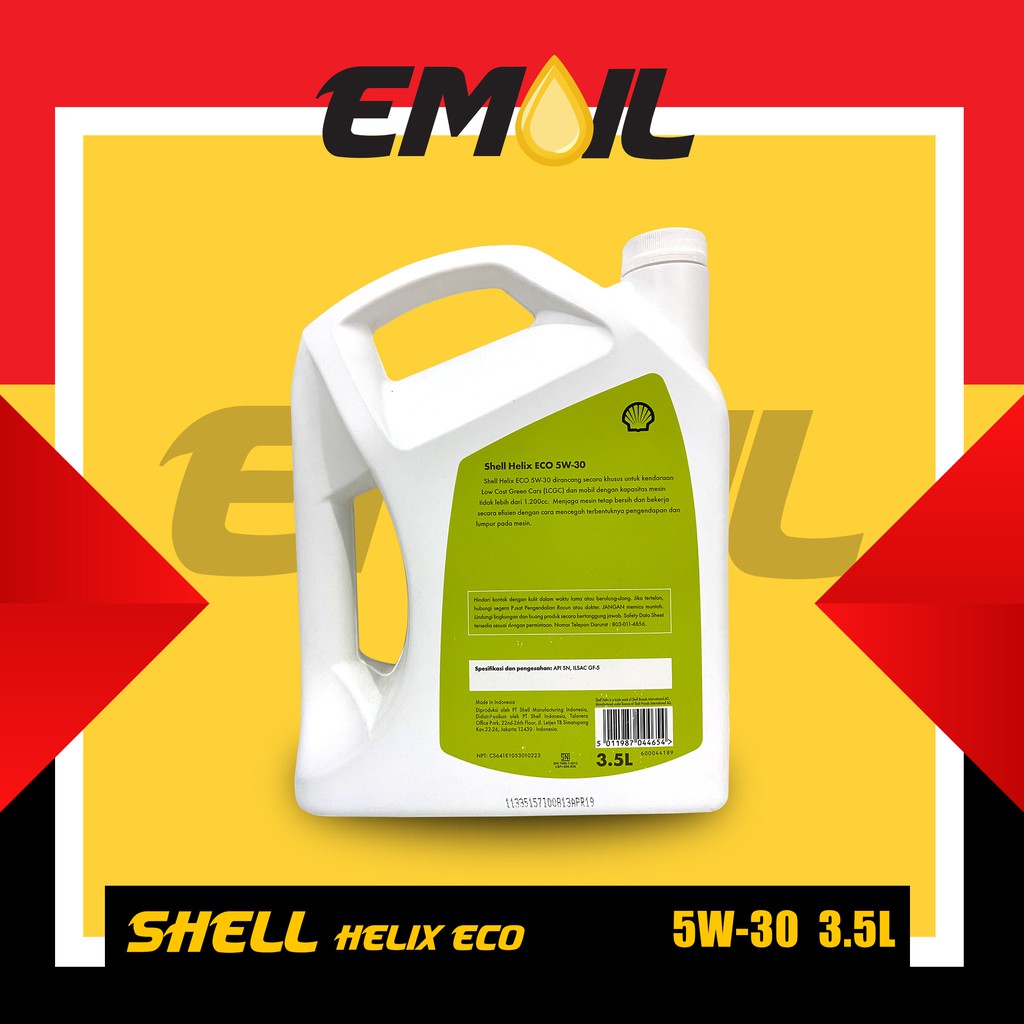 SHELL HELIX ECO 5w - 30 CAR LCGC API SN/ GF-5 galon 3,5 liter