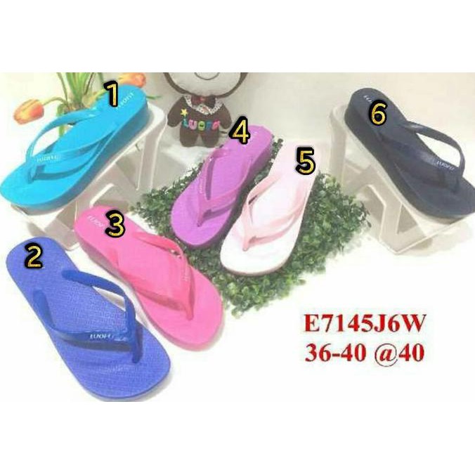 TERBARU e7145-6w sandal wanita jepit luofu sendal wanita jelly sandal wedges Good Quality