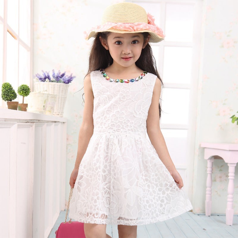 Promo !! Dress anak perempuan Dress white rose brukat cute import uk 3-6th