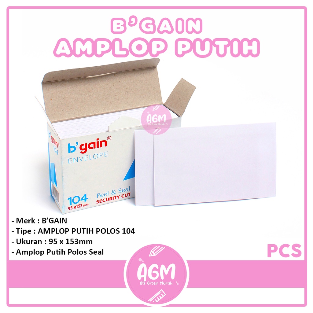 

B'Gain - Amplop Putih Polos 104 Peel-Seal Per - 10 Lembar