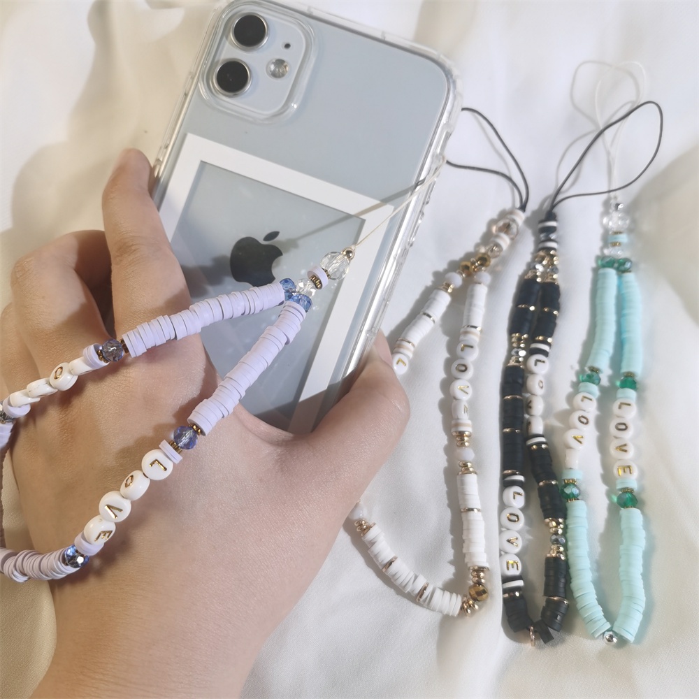 Tali Lanyard Manik-Manik Mutiara Akrilik Warna-Warni Anti Hilang Gaya Bohemian Untuk Case Hp