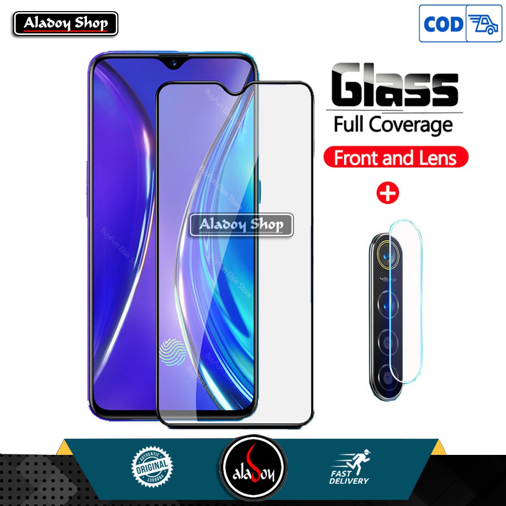 PAKET Tempered Glass Realme XT Screen Protector Full Cover + Antigores Tempered Glass Camera Lens