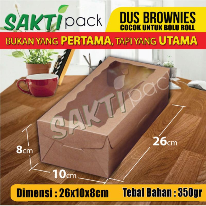 

dus brownies/dus kue uk. 26 x 10 x 8 cm , bahan Kraft 350 dengan laminasi plastik