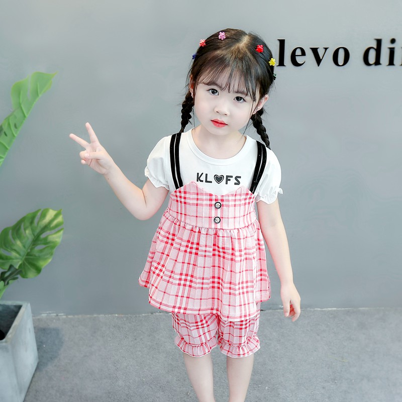 Baju Setelan anak Perempuan cewek lengan pendek 2IN1 Katun IMPORT Korean Style Umur 1-5tahun-2