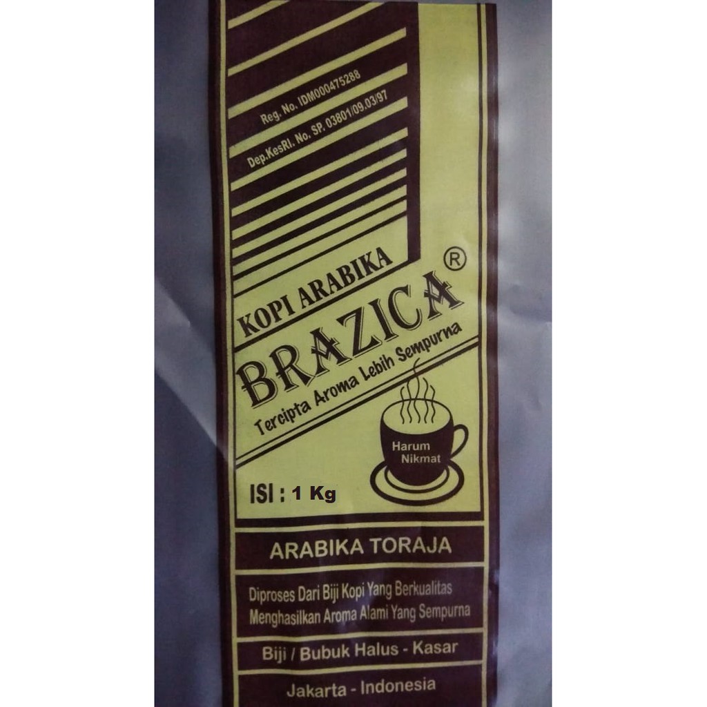 

Kopi Biji Arabika Toraja 1 Kg Merek Brazica Super Quality ( Biji / Bubuk )