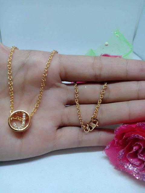 Fourfashion Kalung Huruf Abjad Inisial BULAT Gold Perhiasan Wanita