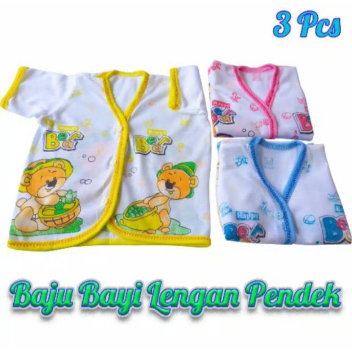 3 Pcs Baju Bayi Lengan Pendek Size New Born