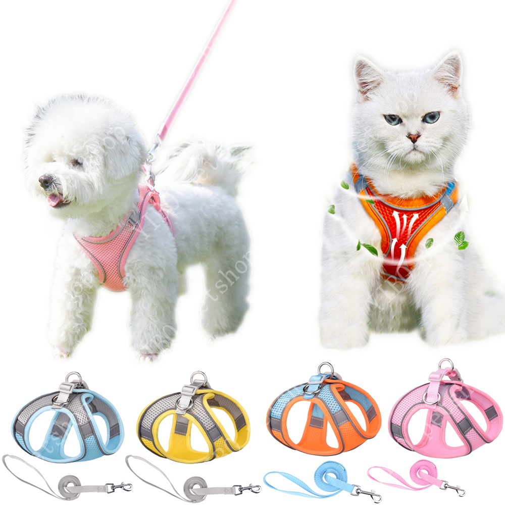 Rompi Harness Bahan Nilon Breathable Dengan Tali Tuntun Adjustable Untuk Anjing Kecil Chihuahua