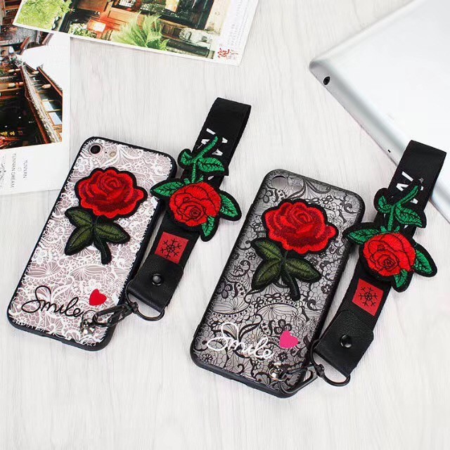 Casing Soft Case Motif Lace Bordir Bunga Mawar Hitam Putih Untuk Vivo V7 V5 Plus Lite V5s Y55 Y65