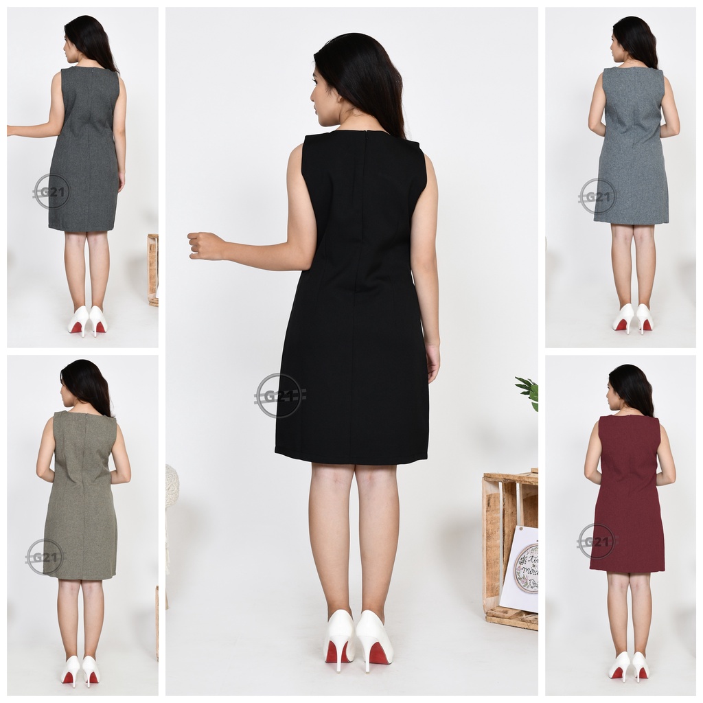 Dress Kerja Kantor Formal Wanita Yukensi Lengan Buntung Tanpa Lengan High Premium Quality