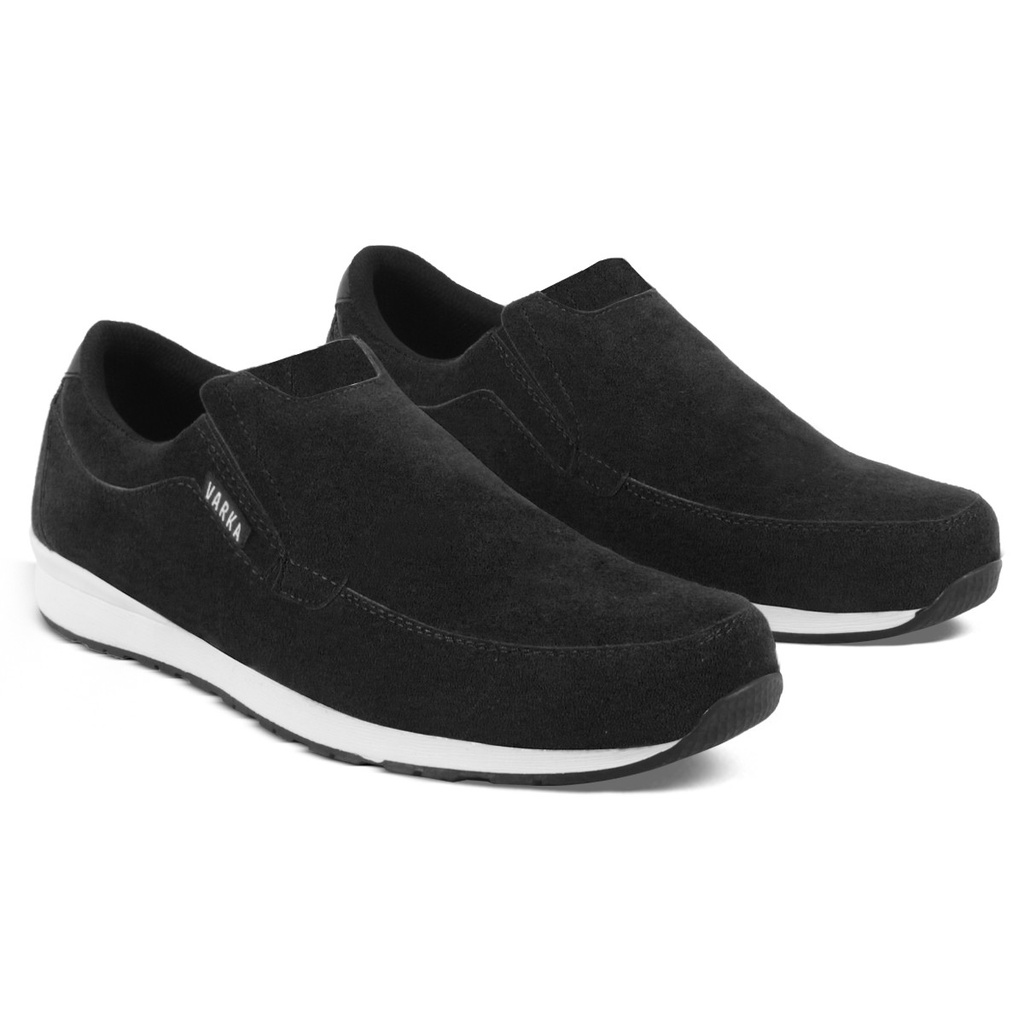 Sepatu Slip On Pria V 6136 Brand Varka Sepatu Kets Pria Santai Kuliah Kerja Hangout Murah Berkualitas Warna Hitam