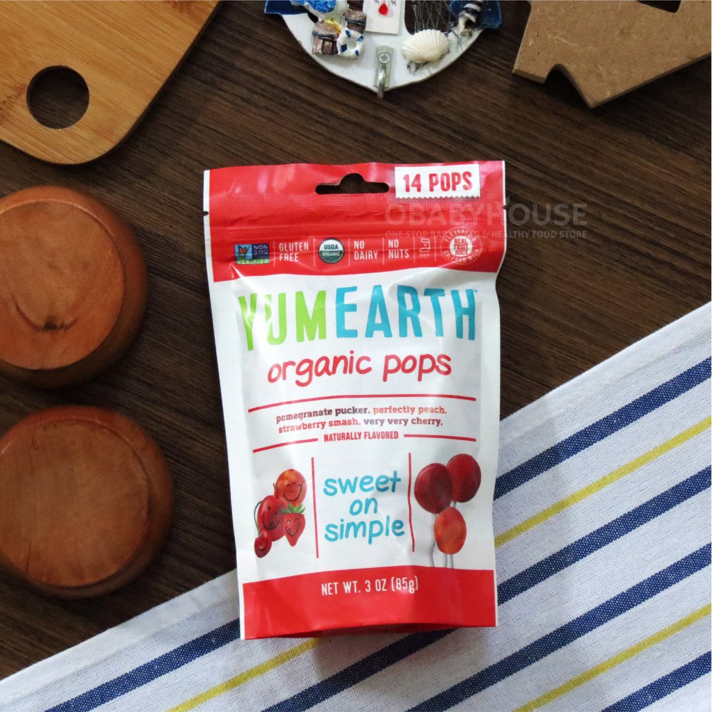 Yumearth Organic Pops Pomegrate, Peach, Strawberry, Cherry (14 Pops) 85 gr