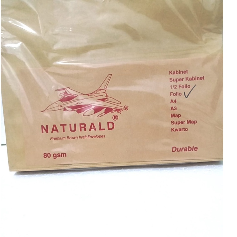 

amplop coklat kesing folio natural isi 100 lbr NON SEAL/TANPA LEM