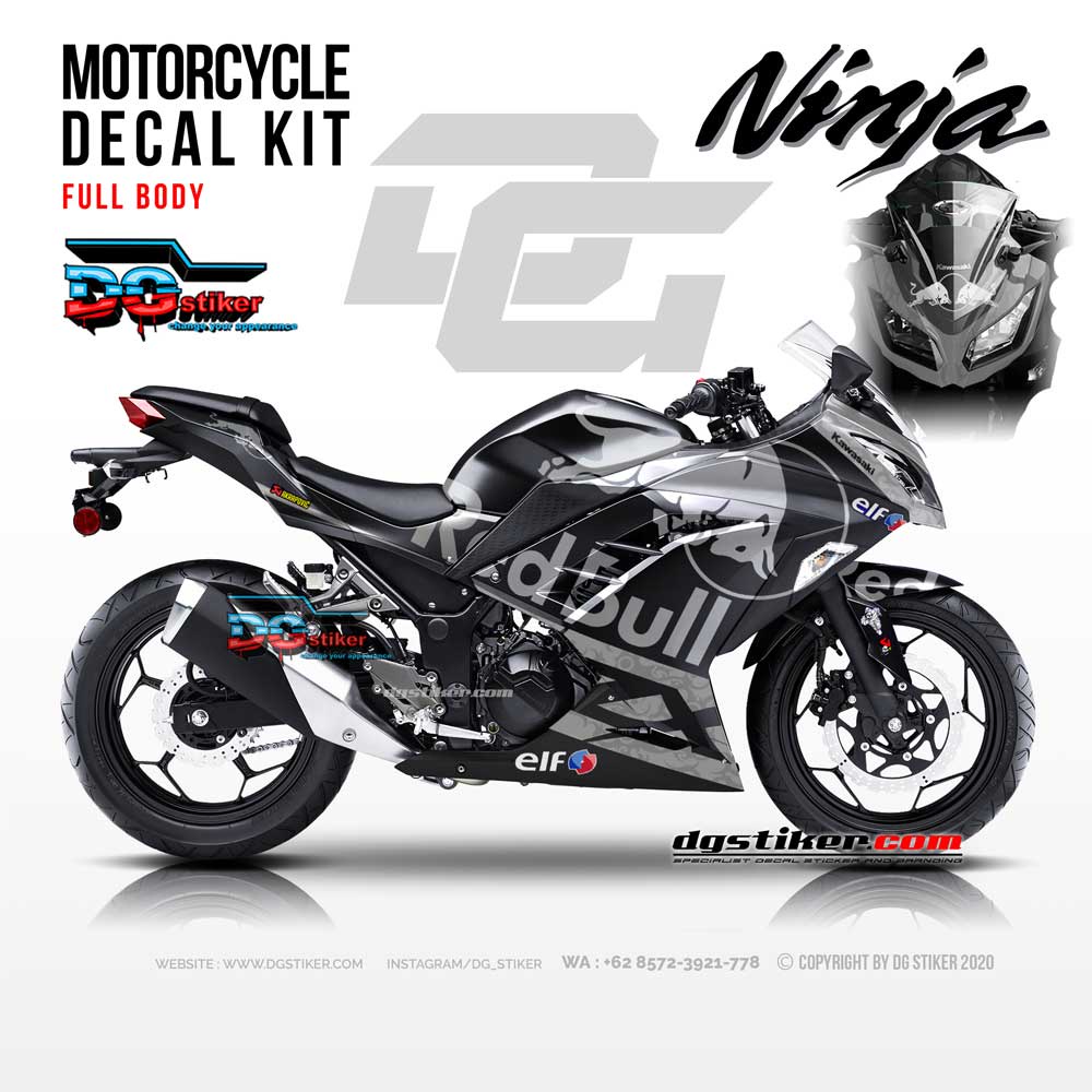 Decal Ninja 250 FI Hitam KTM Redbull Tech3 DG Stiker