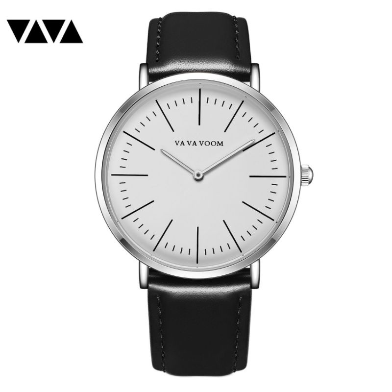 Jam Tangan Kulit Pria Keren / Men's watch Vava Voom - Black