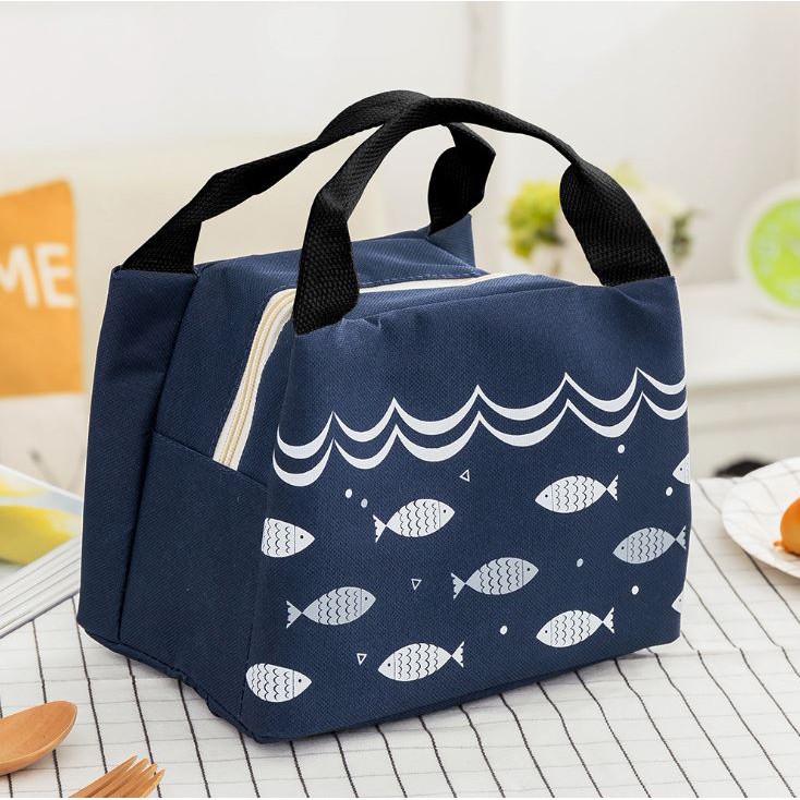 BABY STORE01 - TB106 WATERPROOF TRAVEL LUNCH BAG FISH PATTERN / TAS BEKAL TAHAN PANAS &amp; DINGIN