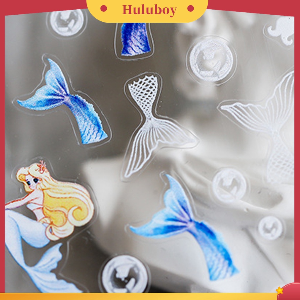 Huluboy Huluboy♡ Stiker Kuku 3D Motif Ukir Mermaid Warna Pink Untuk Wanita