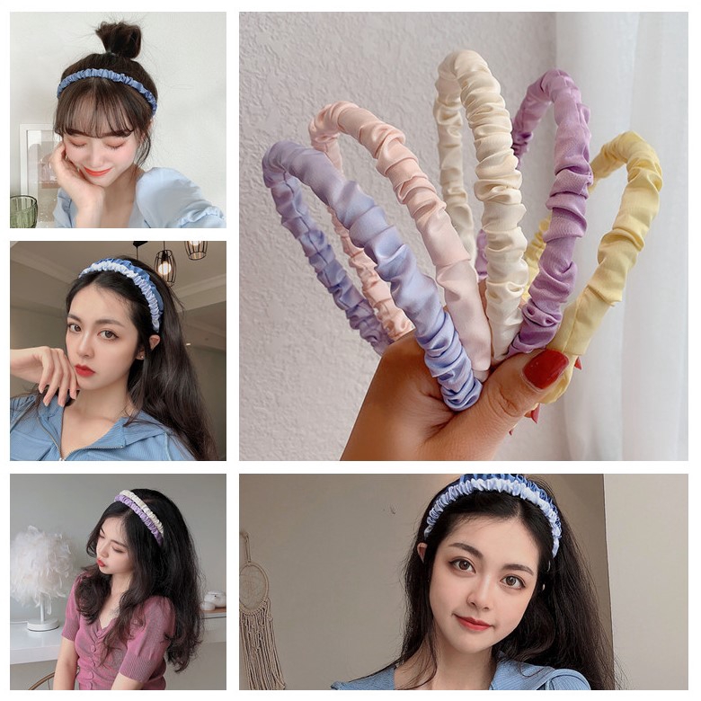 Grosir - B814  Bandana Korea Warna Pastel Bahan Sifon / Bando Korea / Bando Bandana / Bando Wanita