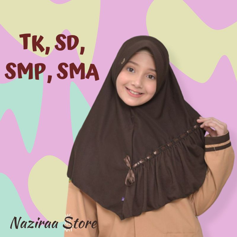 Jilbab Sekolah Rabbani KW Kerudung TK,SD,SMP, Dan SMA Jilbab Model Tali Serut Pinggir.