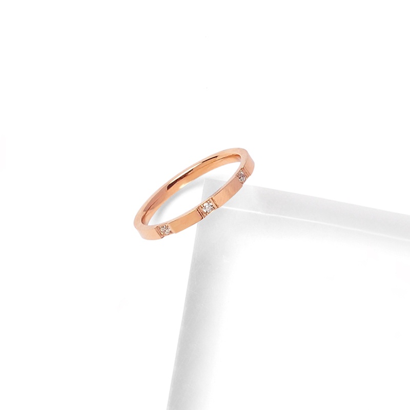 Cincin Bahan Titanium Steel Warna Silver Dan Rose gold Gaya Korea Untuk Wanita