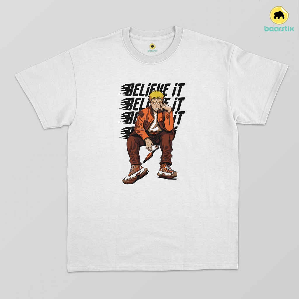 BERSTIX - Tshirt Naruto Uzumaki - Kaos Anime - Tshirt Believe it - Baju Streetwear