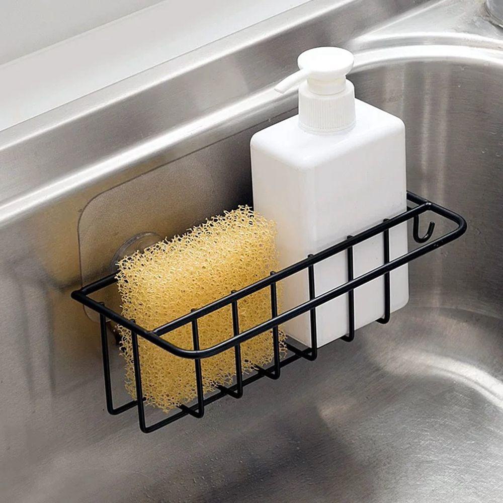 [Elegan] Holder Spons Sponge Drain Besi Aksesoris Wastafel Dapur Non-Marking Dinding Wastafel Organizer