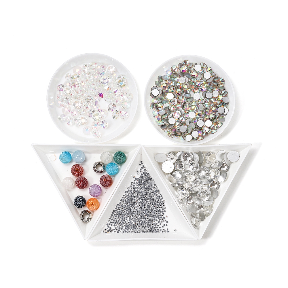 St.kunkka 10pcs/lot beauty nail Dotting rhinestone Triangle Round Plate For Jewelry Beads Display Plastic Tray Packaging White Containers