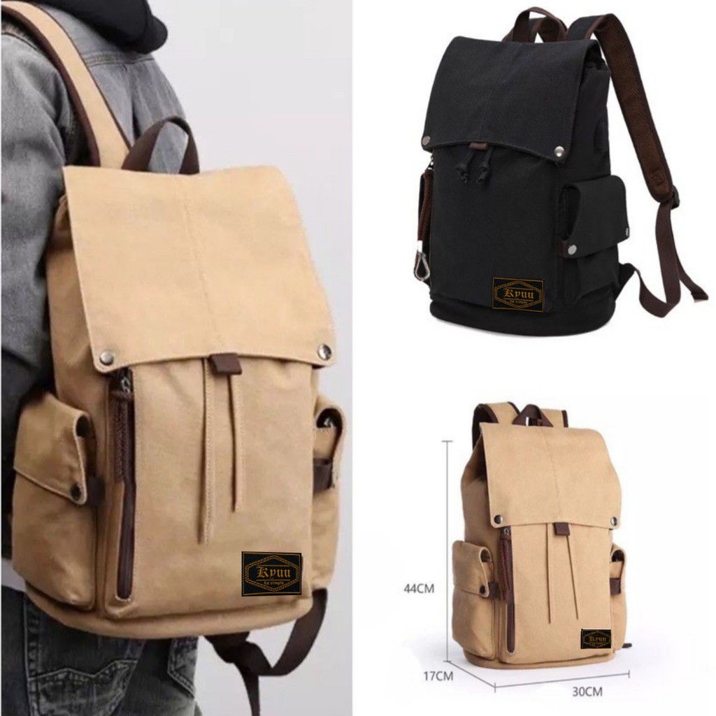 Premium Tas Ransel  Kanvas  Pria Kyuu Ransel  Canvas  Original 