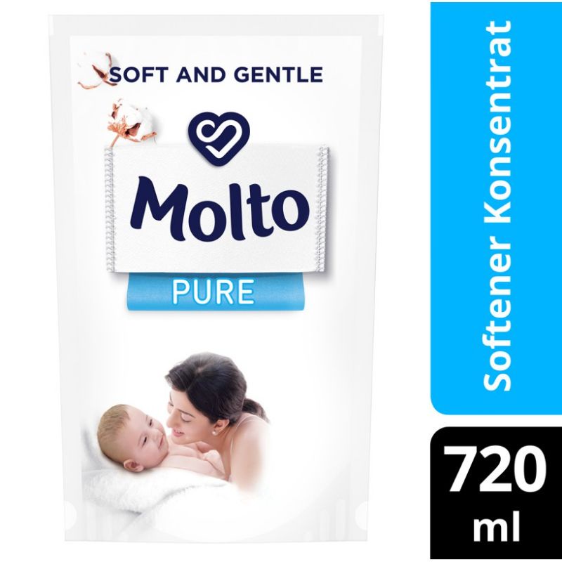 MOLTO PURE BABY 720ML KOSENTRAT PELEMBUT SOFT AND GENTLE PEWANGI PAKAIAN BAYI