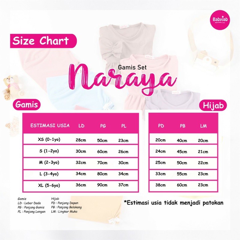 Babyjab Gamis Set Naraya Anak Bayi - Baby Jab Setelan Jilbab Anak Perempuan 1 2 4 5 6 Tahun