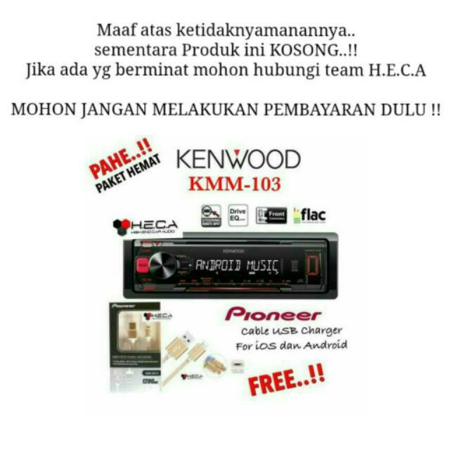 PROMO Kenwood KMM-103 Single din Head Unit + Kabel Charger 2 in 1