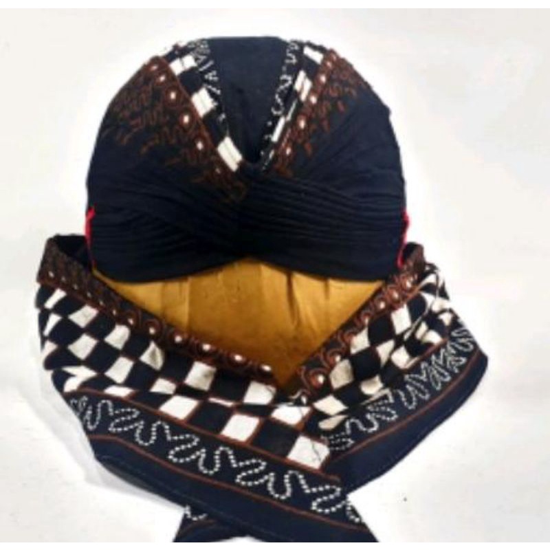 blangkon jogja lipat motif catur coklat sliwir