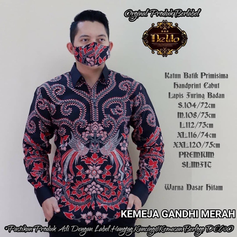 Batik GANDHI FULL Furing Katun Halus Size M-XXL High Quality