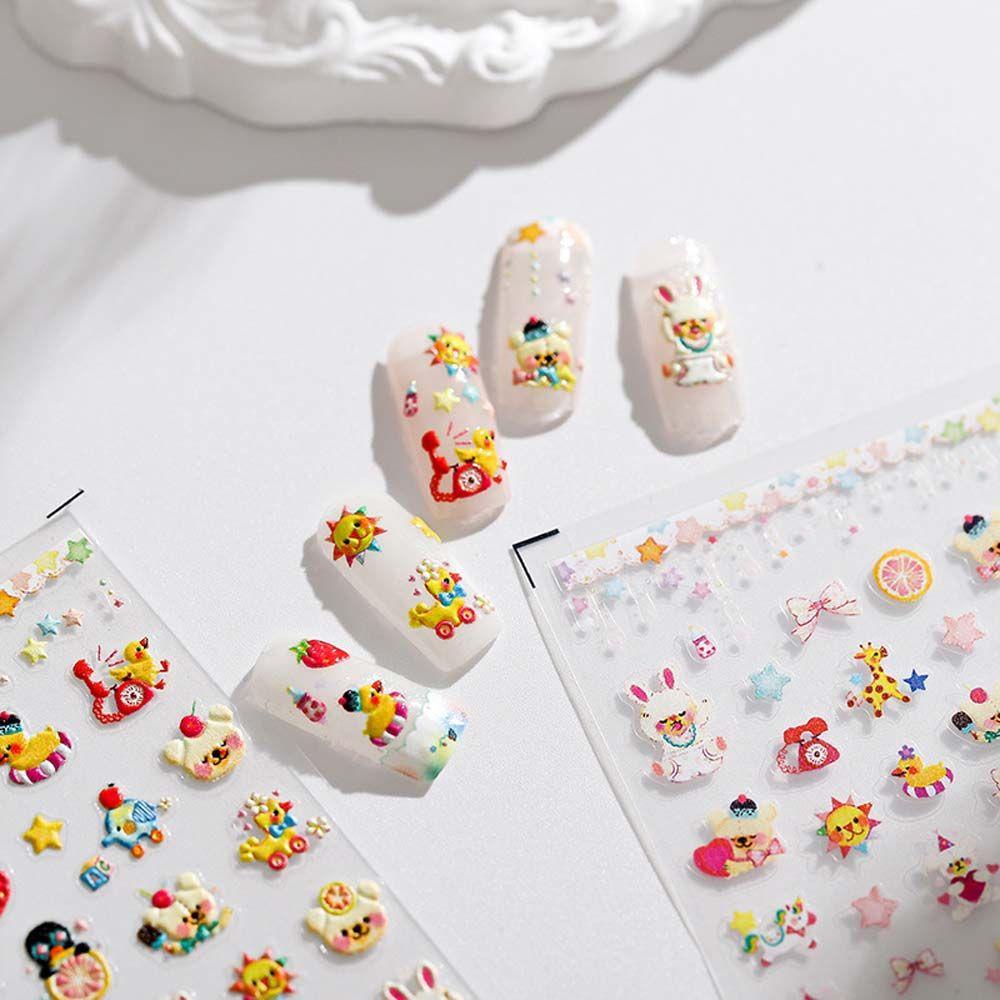 Needway Kartun Stiker Kuku Wanita Bulan Manikur Aksesoris Perekat Diri Ultraman Nail Stickers