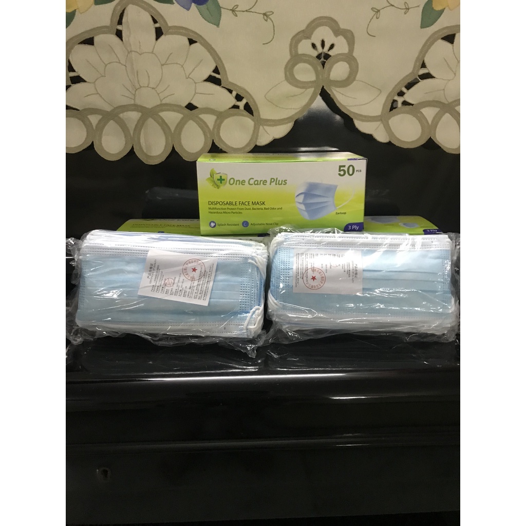 Masker 3-ply One Care Plus Earloop Face Mask Original 1 Box Isi 50 Pcs