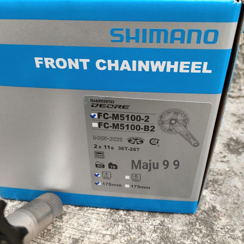 Crankset Shimano Deore M5100 36/26T Hollowtech 2 Double Crank Set Mtb