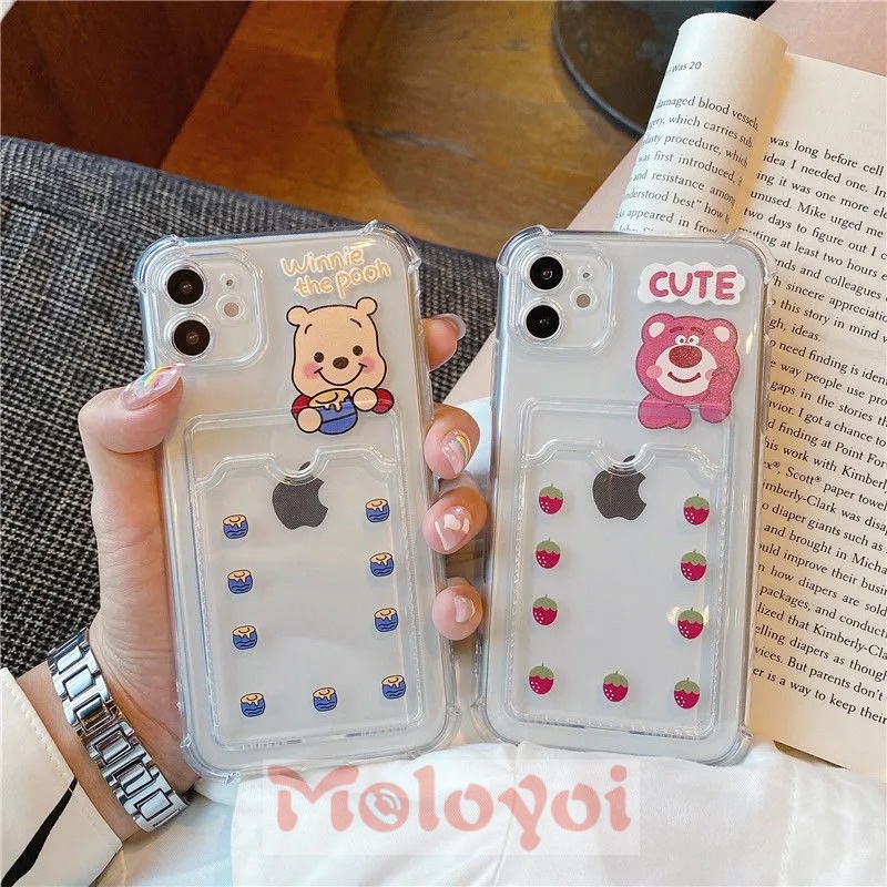 Soft Case Dompet Kartu Transparan Motif Kartun Winnie The Pooh Untuk Iphone 6 6s 7 8 Plus 12 11 Pro Max X Xr Xs Max Se 2020