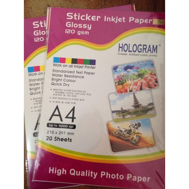 

➶ Sticker inkjet paper glossy 120 gsm, kertas label glossy A4 ✱
