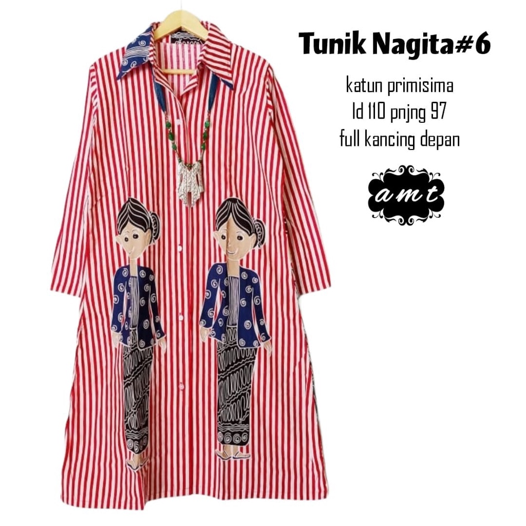 Batik Tunik Katun by Butik Batik Solo Bahan Katun kode TUNIK BATIK KATUN NAGITA