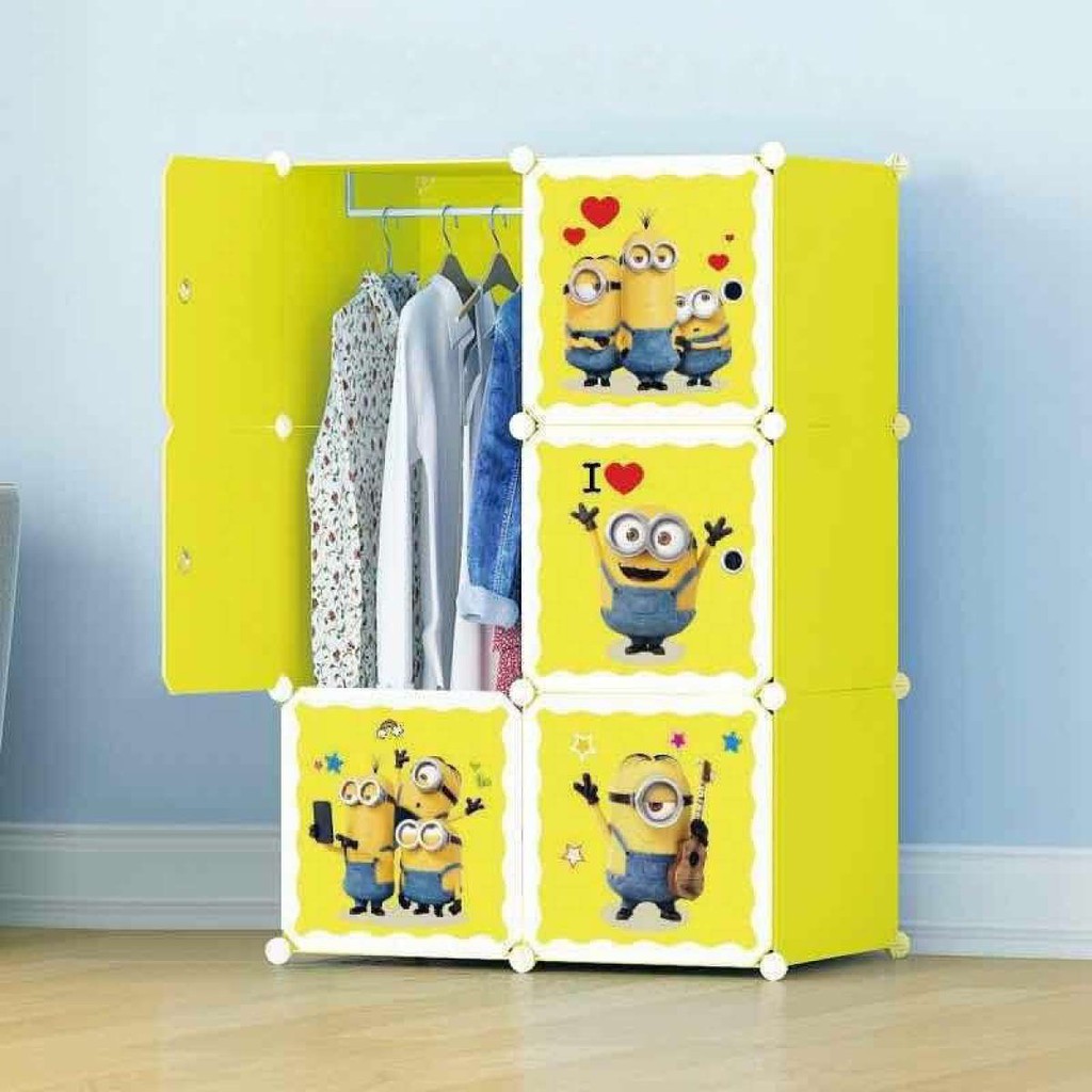 LEMARI PLASTIK/LEMARI 6 PINTU/ LEMARI/ANAK /KARAKTER/SERBAGUNA/LEMARI GANJUNG/UNIK-LEMARI 2X3 MINION