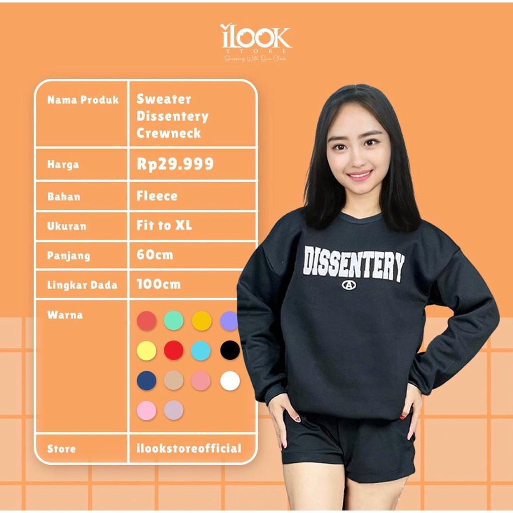 ilook | Sweater Oblong Dissentery Crewneck | Sweater Disentery | Sweater Bahan Fleece