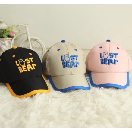 JUNE_COLLECTIONS TOPI BASEBALL ANAK - FASHION HAT KIDS MOTIF BORDIR TULISAN LAST BEAR BERUANG MODEL WARNA #TP01 LASTBEAR